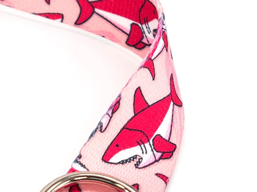 Pink Sharks | Flat Side Release Collar | Large 14"-23" in 1" wide