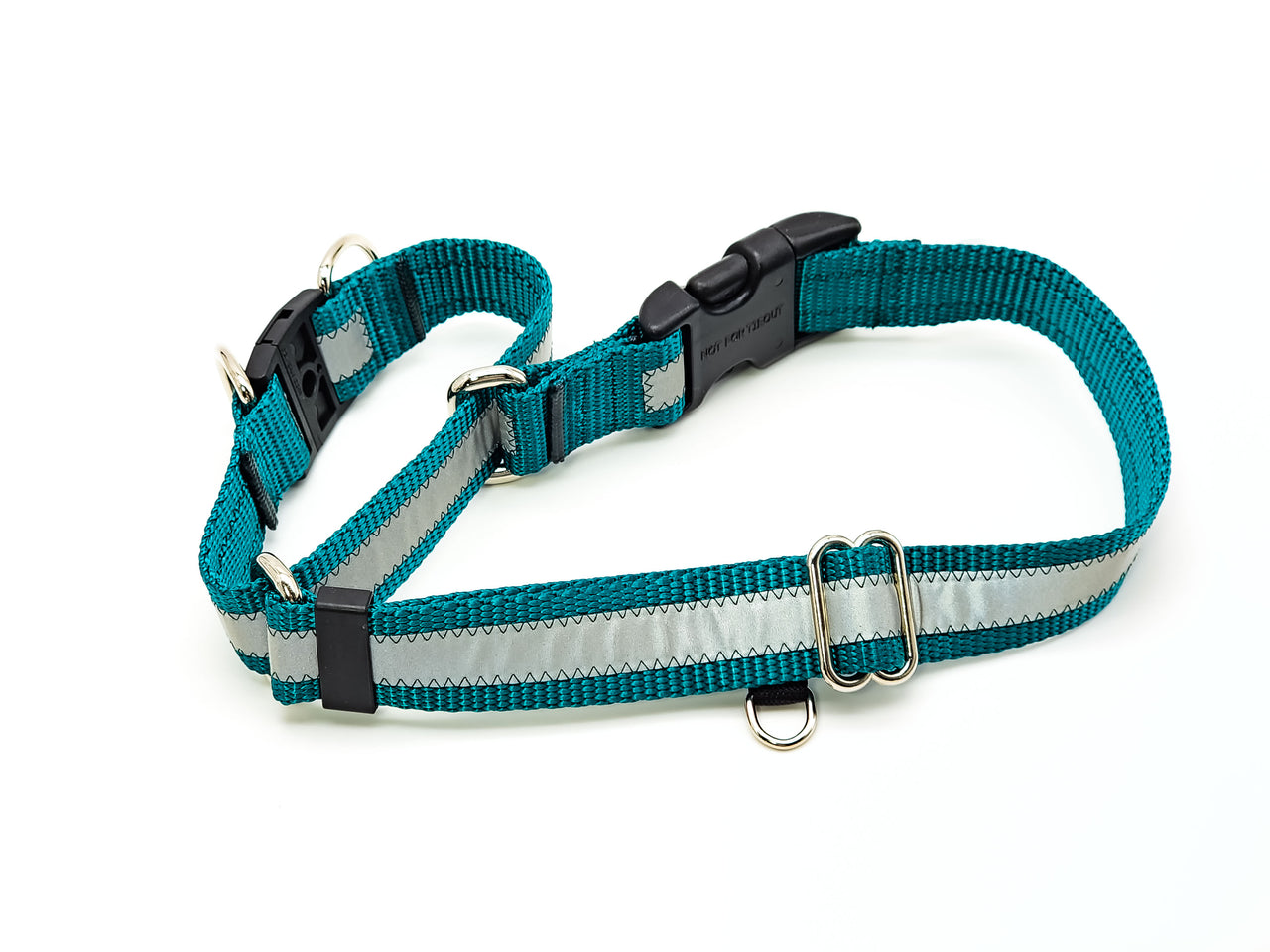 Semi-Breakaway Quick Release Martingale | Reflective teal | Extra Large 19"-25" in 1" wide