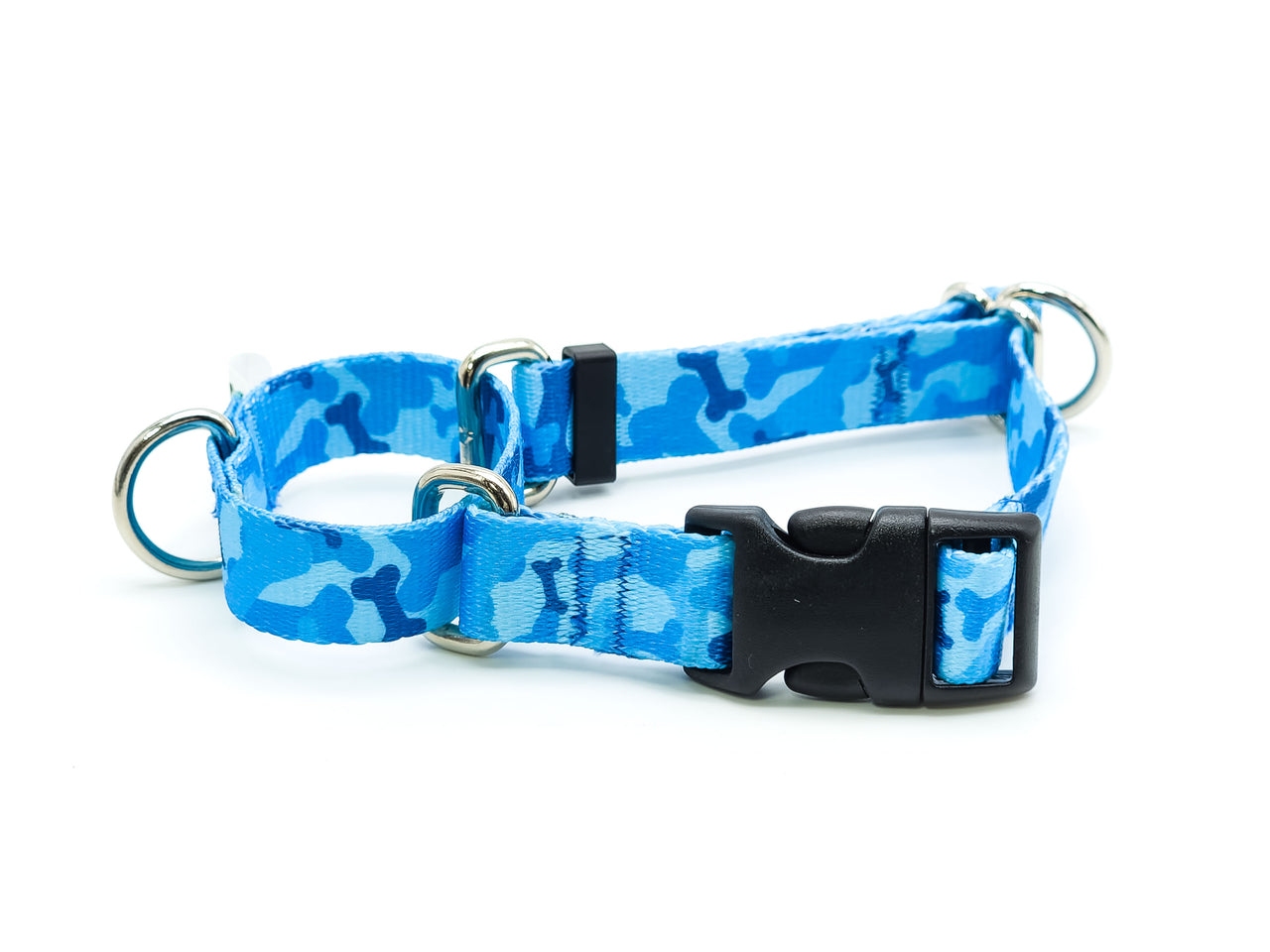 Blue Bones Camo | printed webbing Quick Release Martingale - Medium 12-16" in 3/4" wide