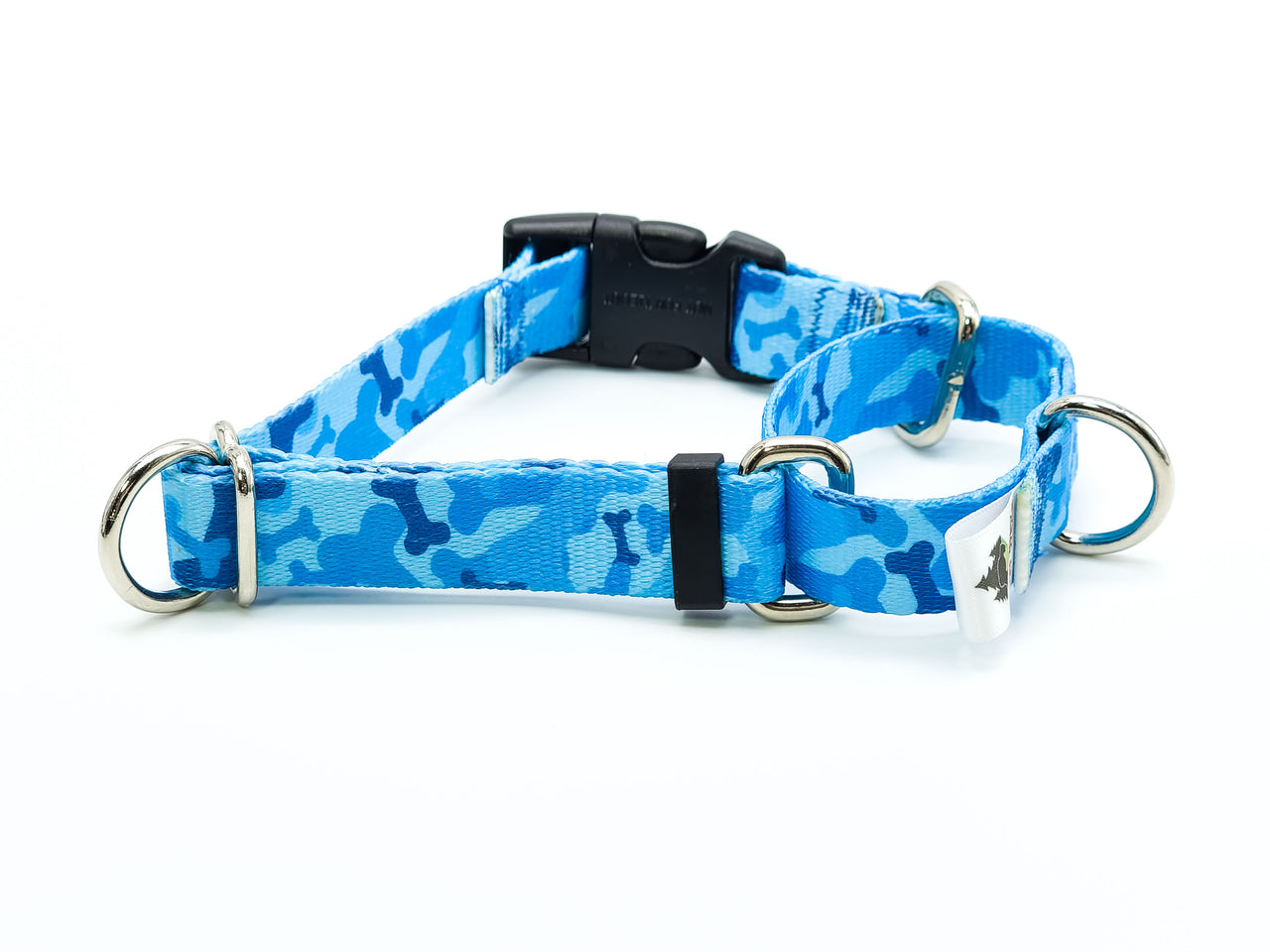 Blue Bones Camo | printed webbing Quick Release Martingale - Medium 12-16" in 3/4" wide