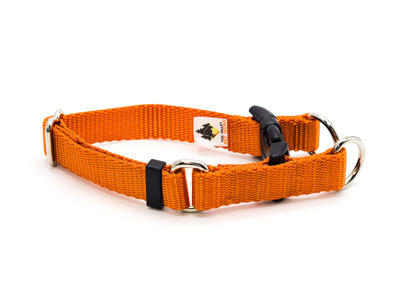 Pumpkin Orange | Double-D-ring Side Release Collar | Small 9"-13" in 3/4" wide
