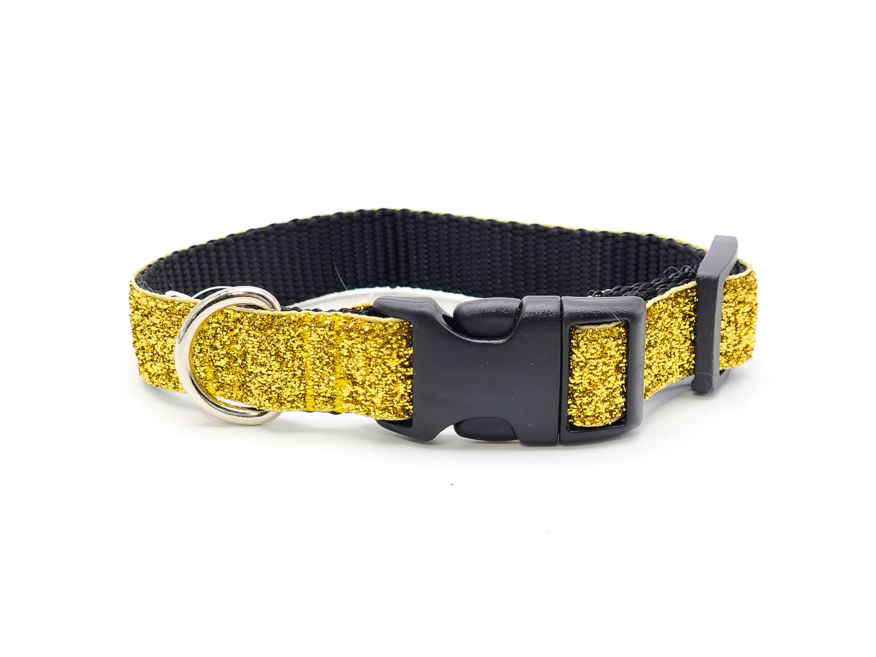 Gold Sparkle | Flat Side Release Collar | Small 9"-13" in 3/4" wide