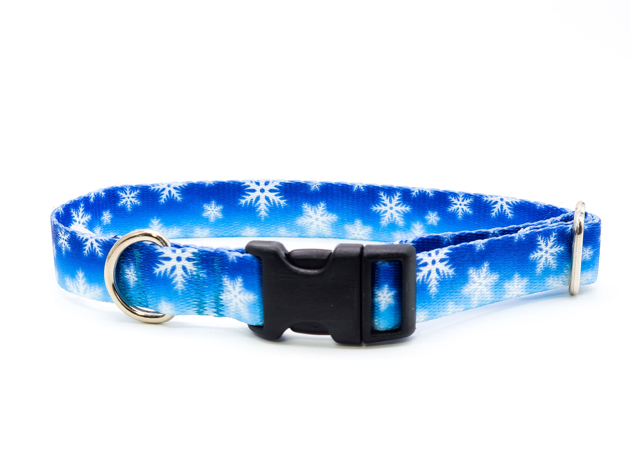 Snowflakes ombre | Flat Side Release Collar | Medium 11"-17" in 3/4" wide