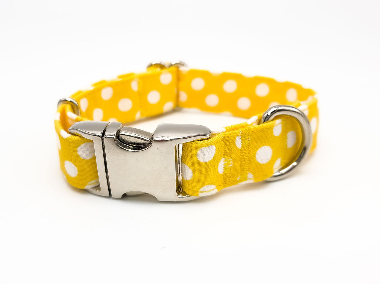 Sunny Yellow Polka Dots | Cotton Fabric | Flat Side Release Collar | Small 9"-13" in 3/4" wide