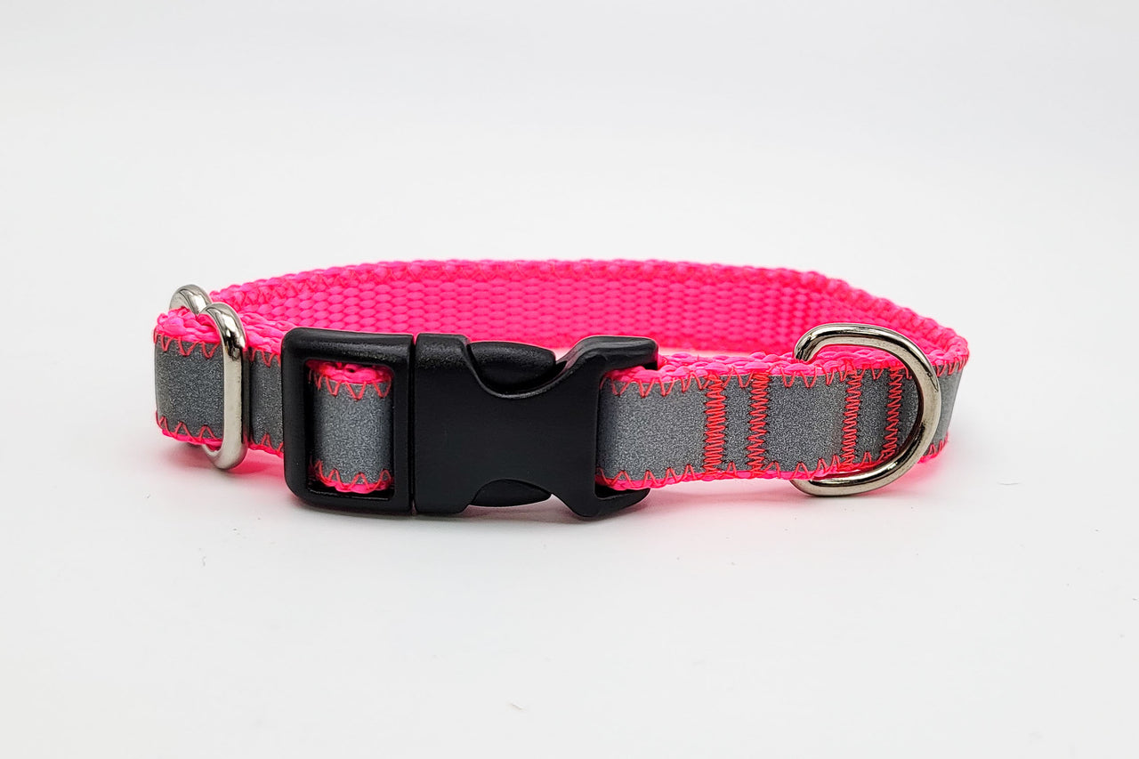 Reflective Hot Pink | Flat Side Release Collar | Extra Small 7"-10" in 5/8" wide