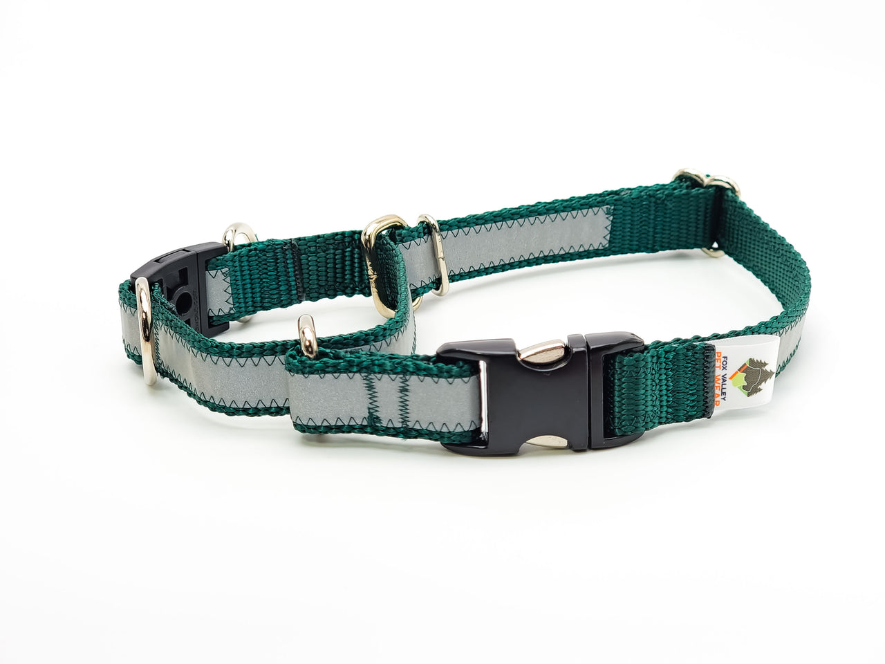 Semi-Breakaway Quick Release Martingale | Reflective emerald | Large 16"-20" in 3/4" wide
