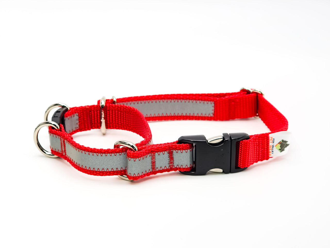 Semi-Breakaway Quick Release Martingale | Reflective red | Large 16"-20" in 3/4" wide