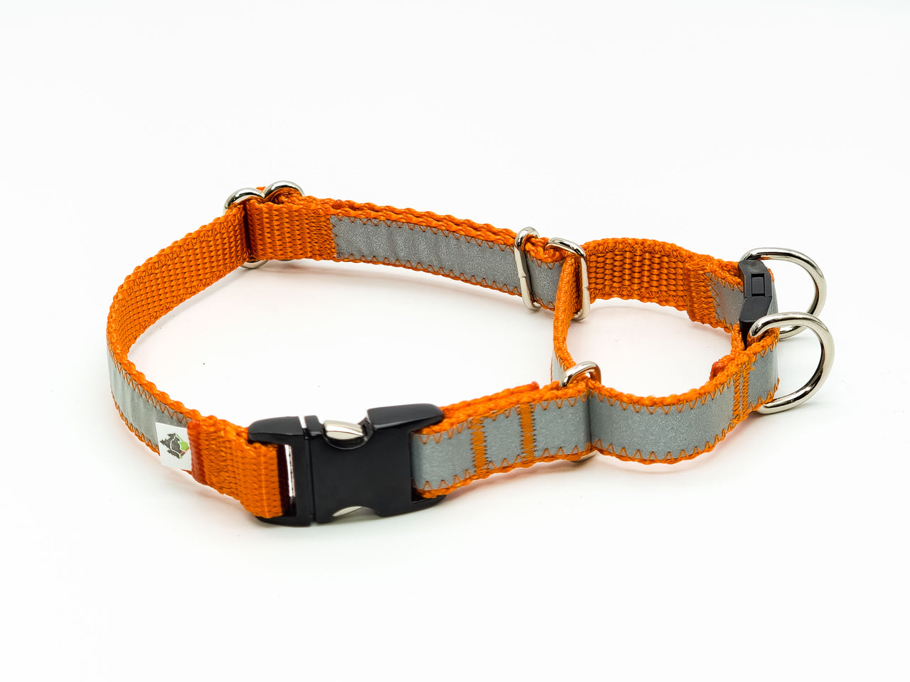 Semi-Breakaway Quick Release Martingale | Reflective pumpkin | Medium 12.5"-16" in 5/8" wide