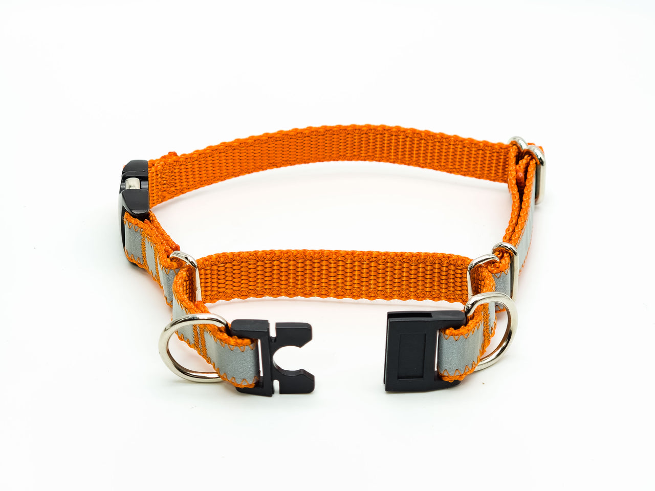 Semi-Breakaway Quick Release Martingale | Reflective pumpkin | Medium 12.5"-16" in 5/8" wide