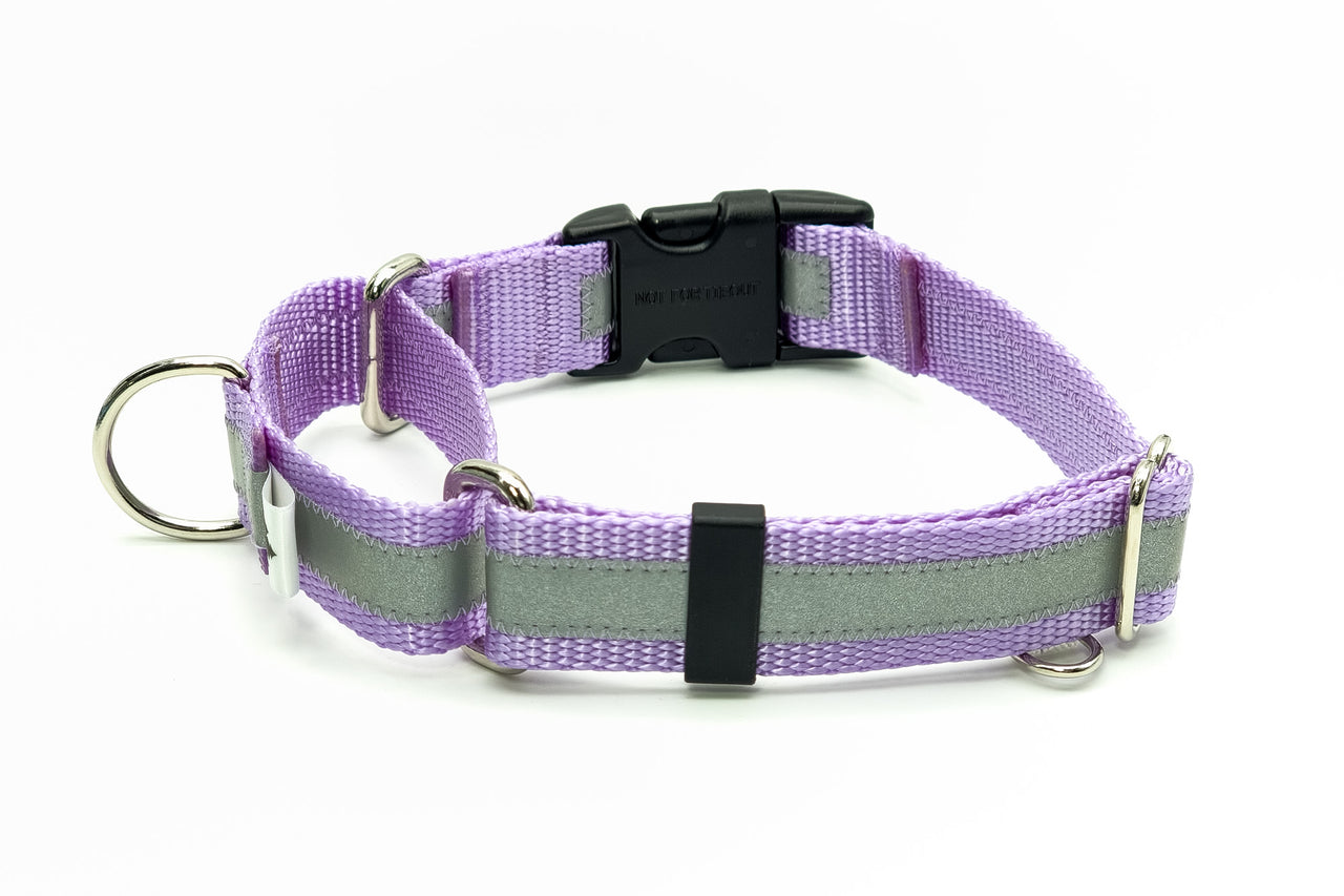 Reflective Lavender Quick Release Martingale - Large 16-20" in 1" wide