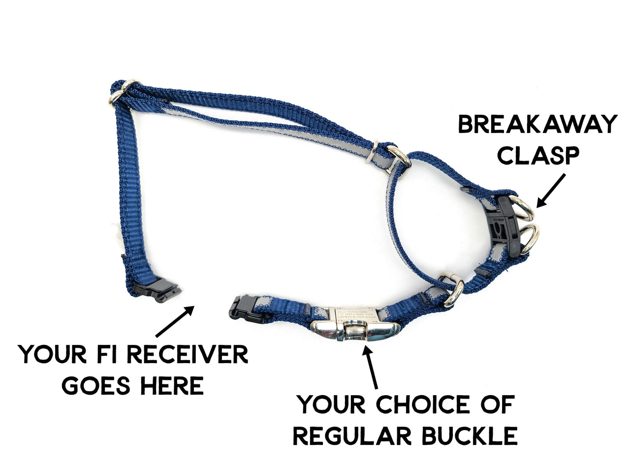 Fi-Compatible Semi-BREAKAWAY Reflective Quick Release Martingale Dog Collar | Solid or Reflective | 20 colors | Series 3/3+