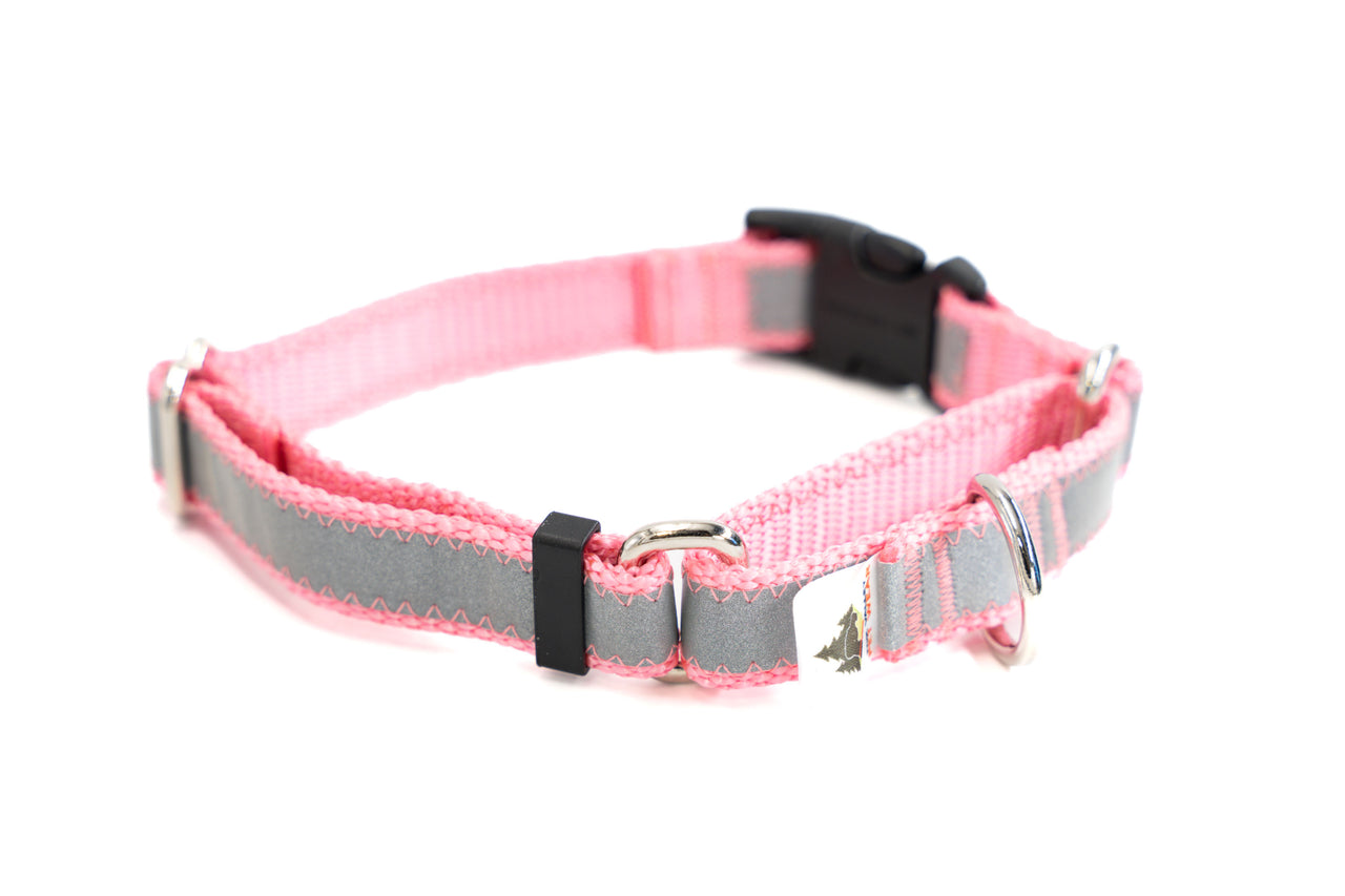 Reflective Light Pink Quick Release Martingale - Medium 13"-17 | 3/4" wide | plastic buckle