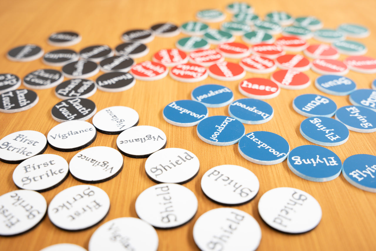 Magic the Gathering Keyword Tokens | 5 colors | Acrylic | 75 pieces per set