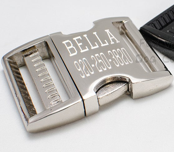 UPGRADE  - Personalized Metal ID Buckle - Fox Valley Dog Collars