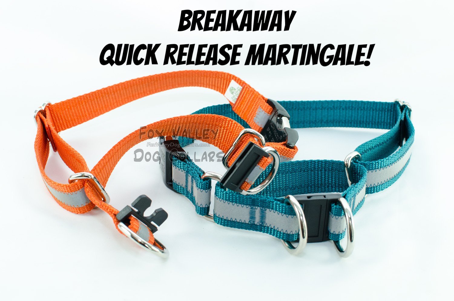 Semi-BREAKAWAY Reflective Quick Release Martingale Dog Collar | Solid or Reflective | 20 colors - Fox Valley Pet Wear