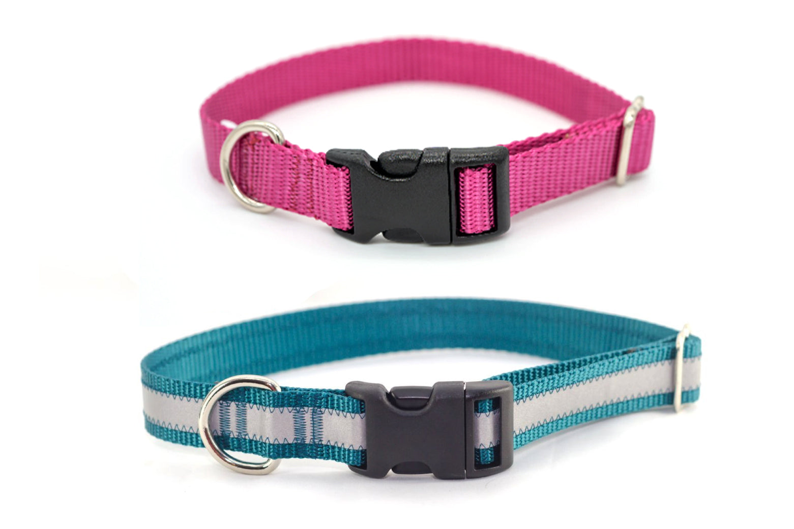 Flat Buckle Adjustable Side Release Collar Solid or Reflective