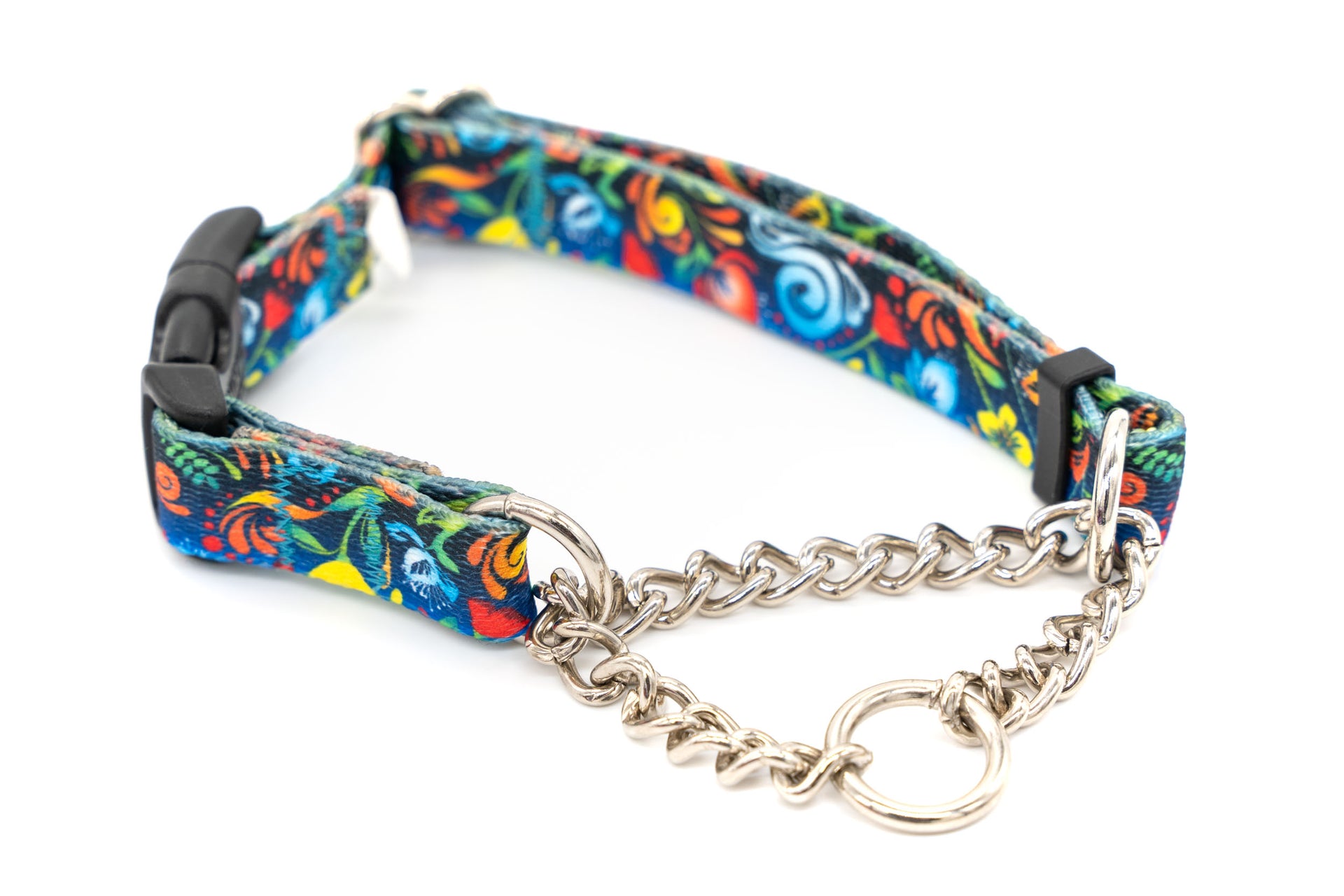 Patterned Webbing Quick Release Chain Martingale Dog Collar - 20 vibrant prints, made in the USA! - Fox Valley Pet Wear