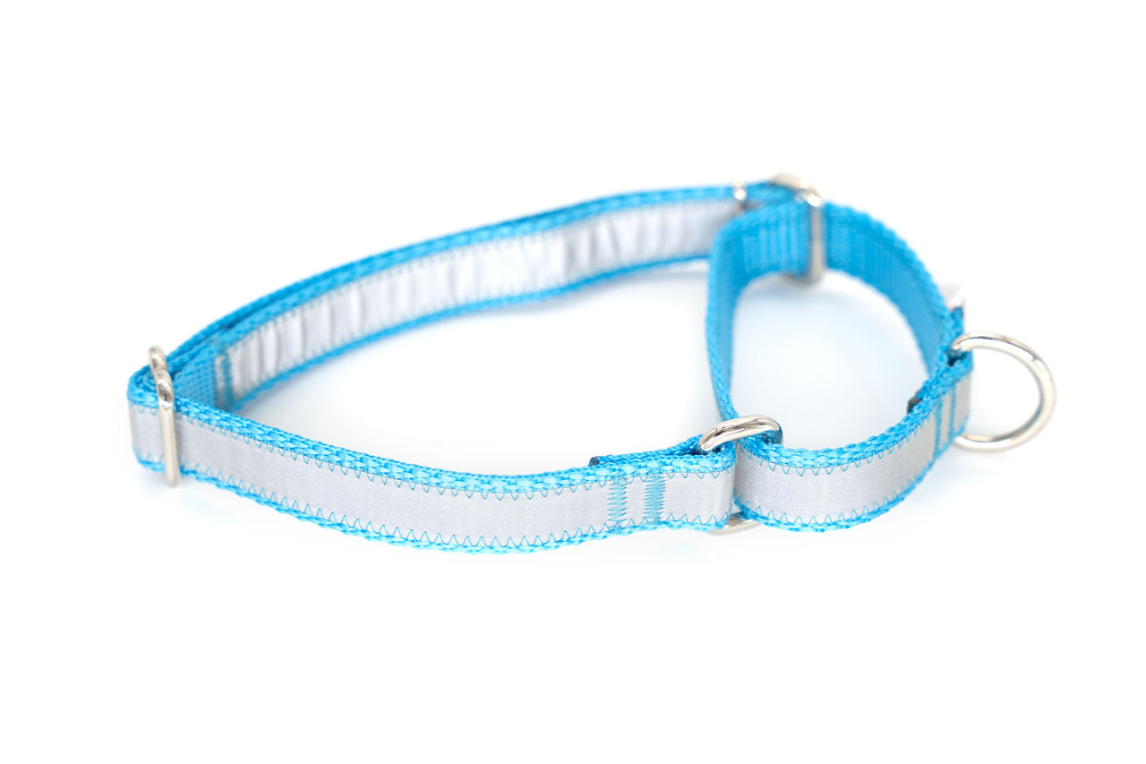 Reflective Martingale - ice blue, 3/4" wide, 14-20"