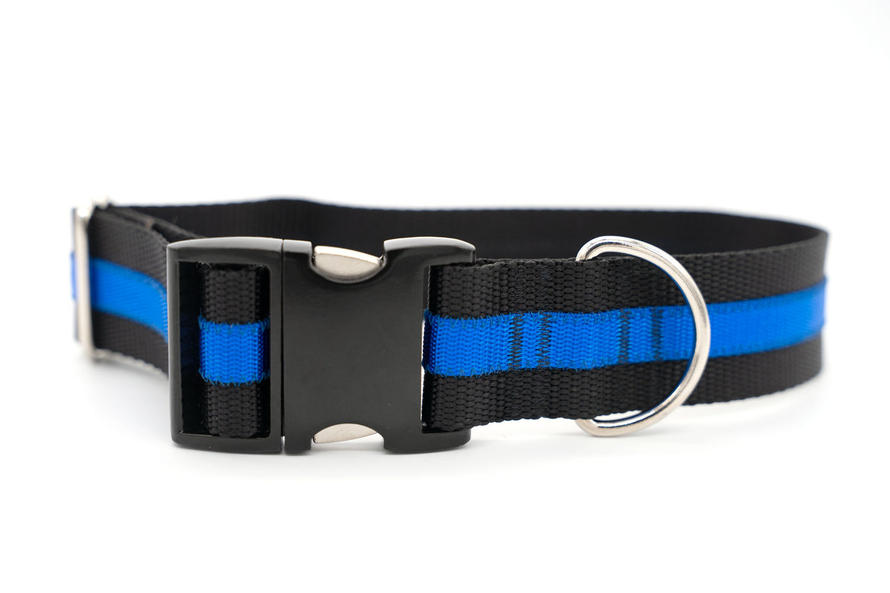Thin Blue Line adjustable dog collar, large