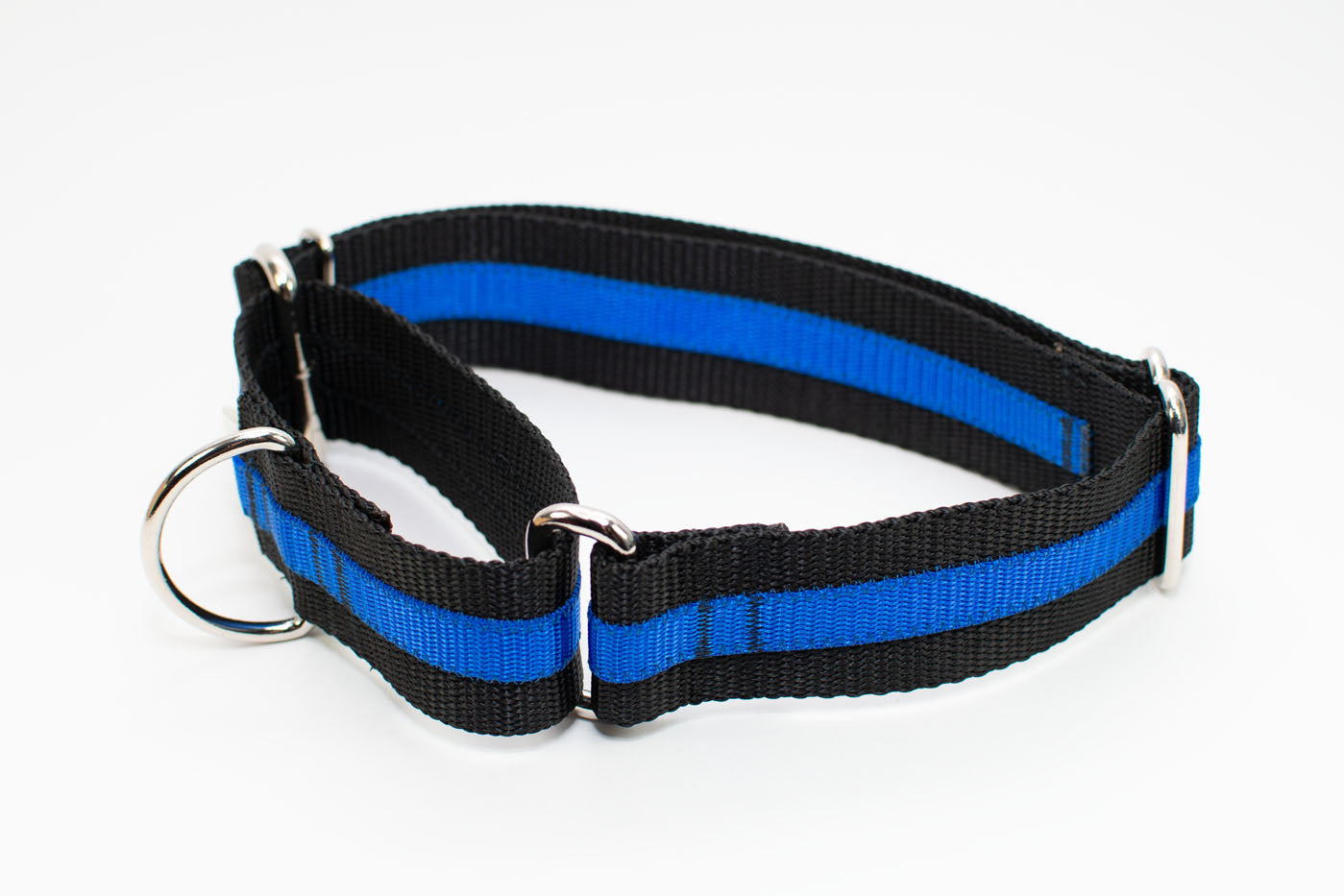 Thin Blue Line Dog Collar - flat buckle, martingale, breakaway - Fox Valley Dog Collars