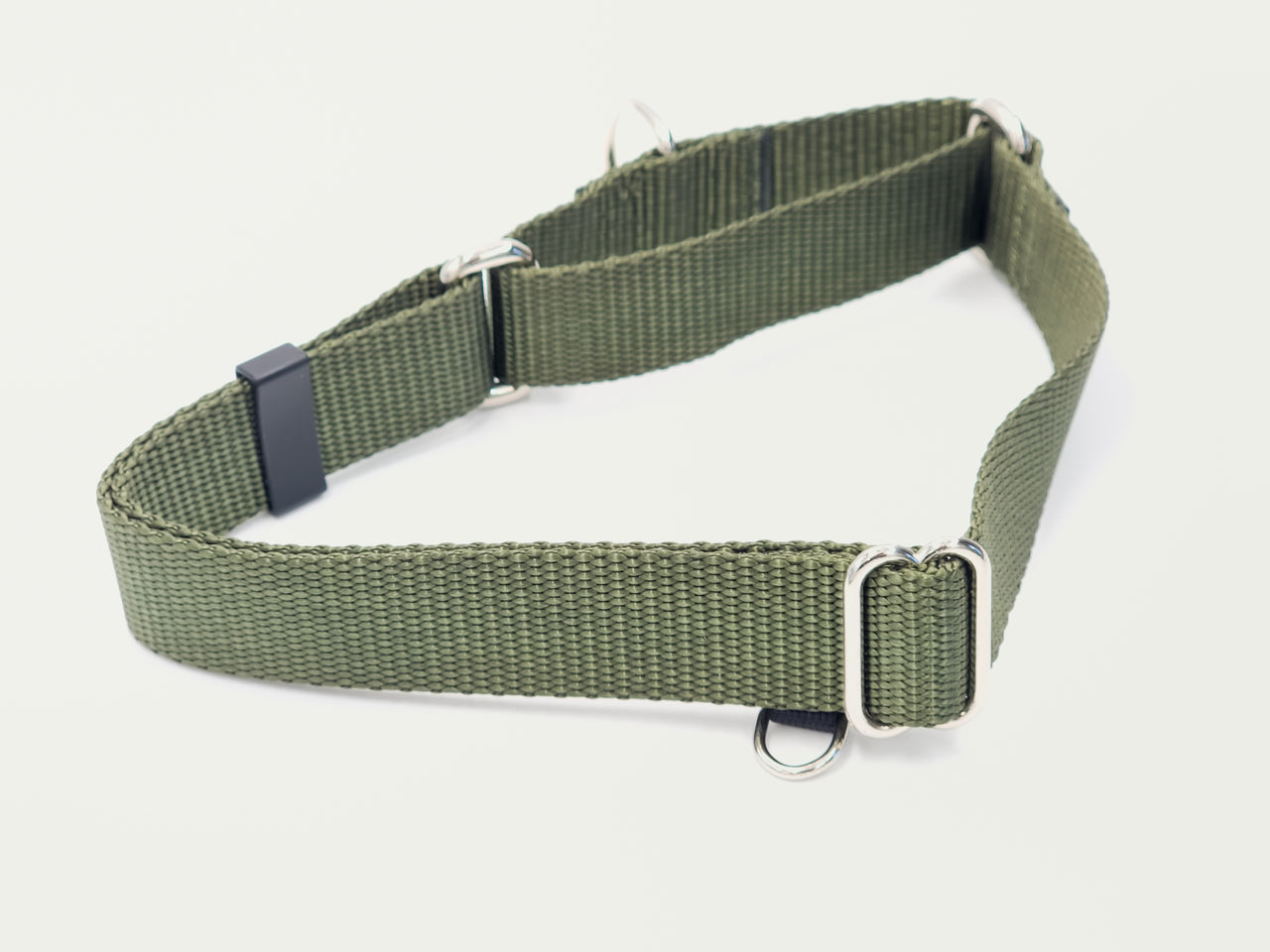 Olive Drab Martingale | Large in 1" wide | mini tag ring upgrade