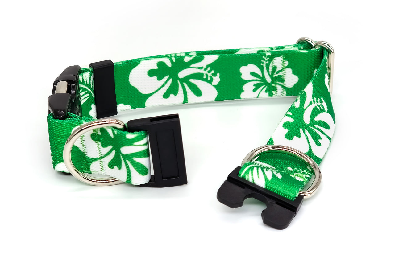 BREAKAWAY Personalized "Hawaiian" kelly green safety Dog Collar