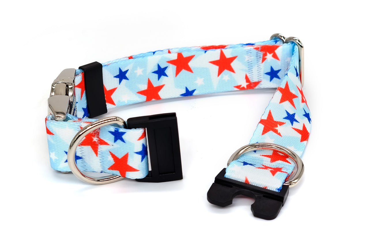 BREAKAWAY Personalized "Liberty" red, white, blue stars Dog Collar