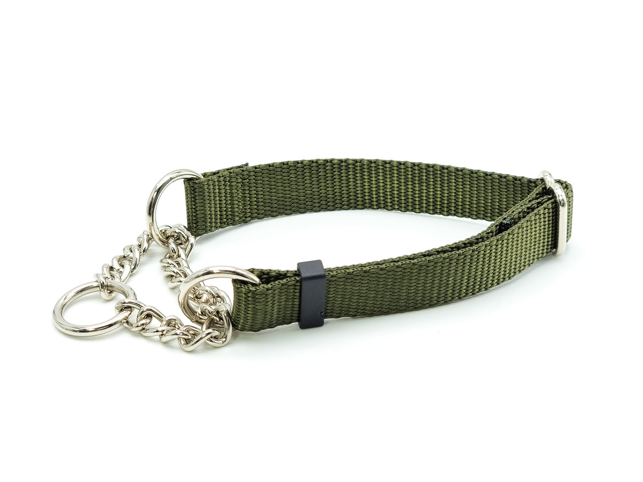 Olive Drab Chain Martingale | Medium 12"-17" in 3/4" wide