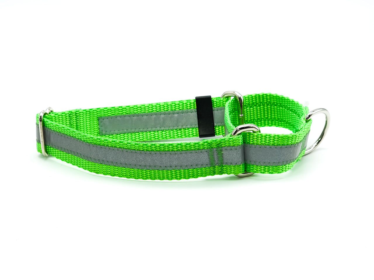 Lime Green Reflective Martingale - Medium 12"-18" in 1" wide