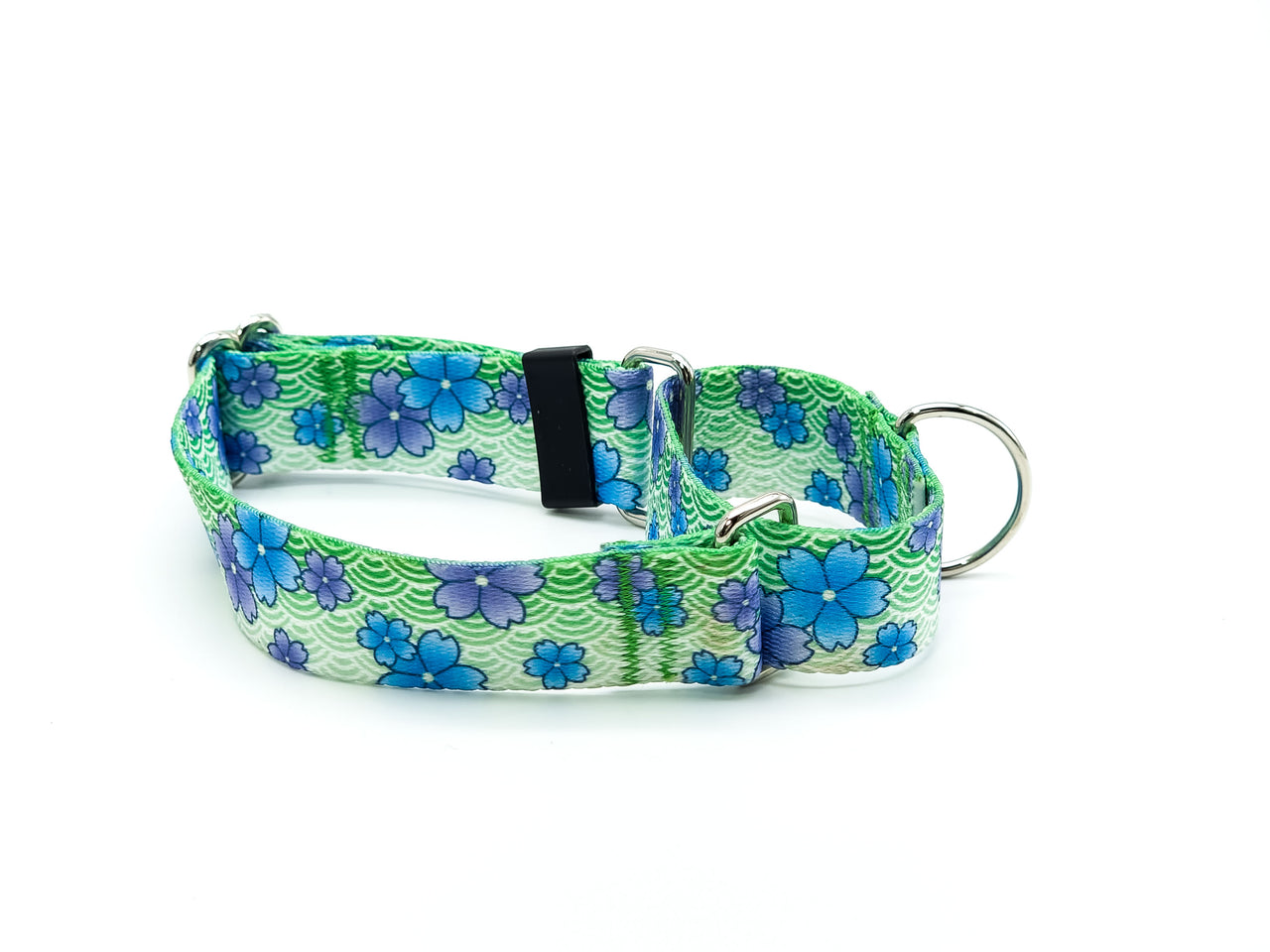April Blossoms | printed webbing Martingale - Small/Medium 10"-14" in 1" wide