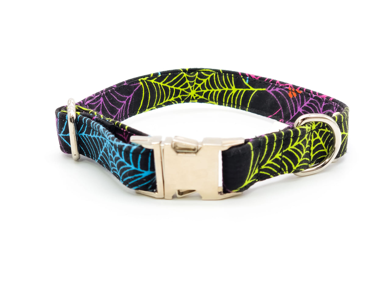 Colorful Webs | Flat Side Release Collar | Small 9"-13" in 5/8" wide