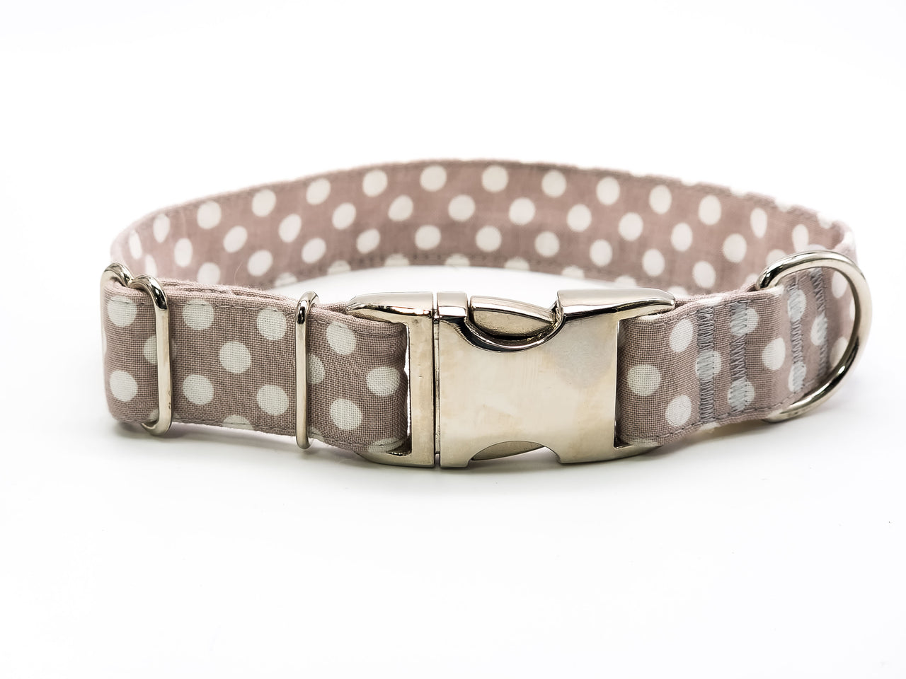 Gray Polka Dots | Flat Side Release Collar | Medium 11"-17" in 1" wide