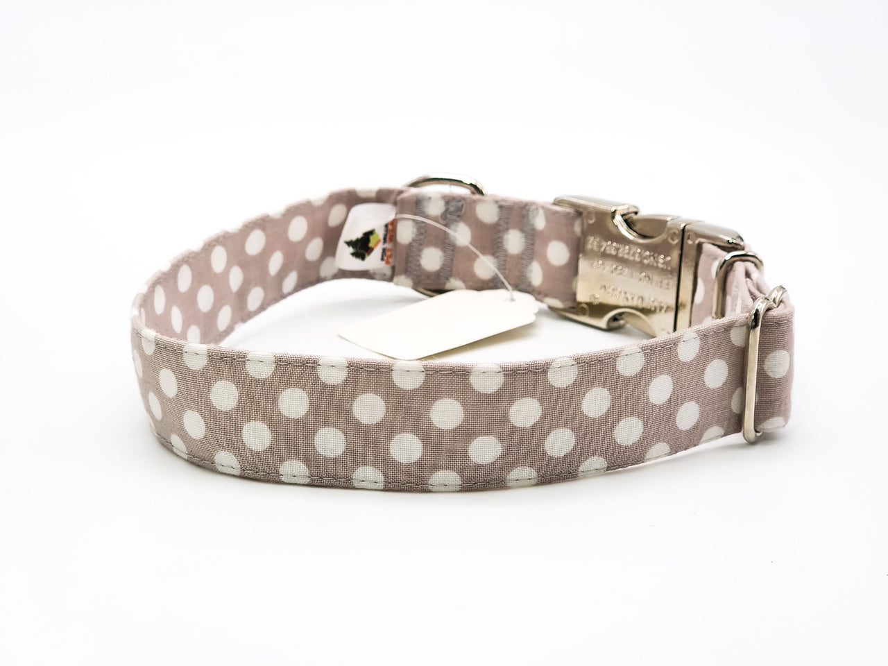 Gray Polka Dots | Flat Side Release Collar | Medium 11"-17" in 1" wide