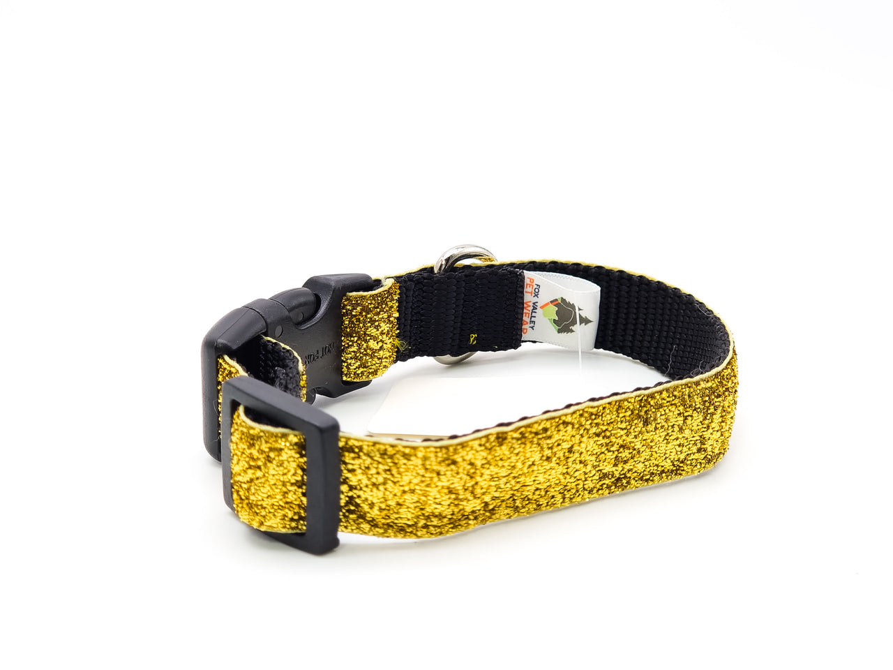 Gold Sparkle | Flat Side Release Collar | Small 9"-13" in 3/4" wide