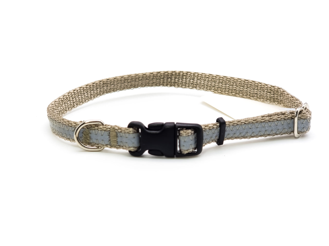 Reflective Pewter | Flat Side Release Collar | Small / Medium 9"-15" in 3/8" wide