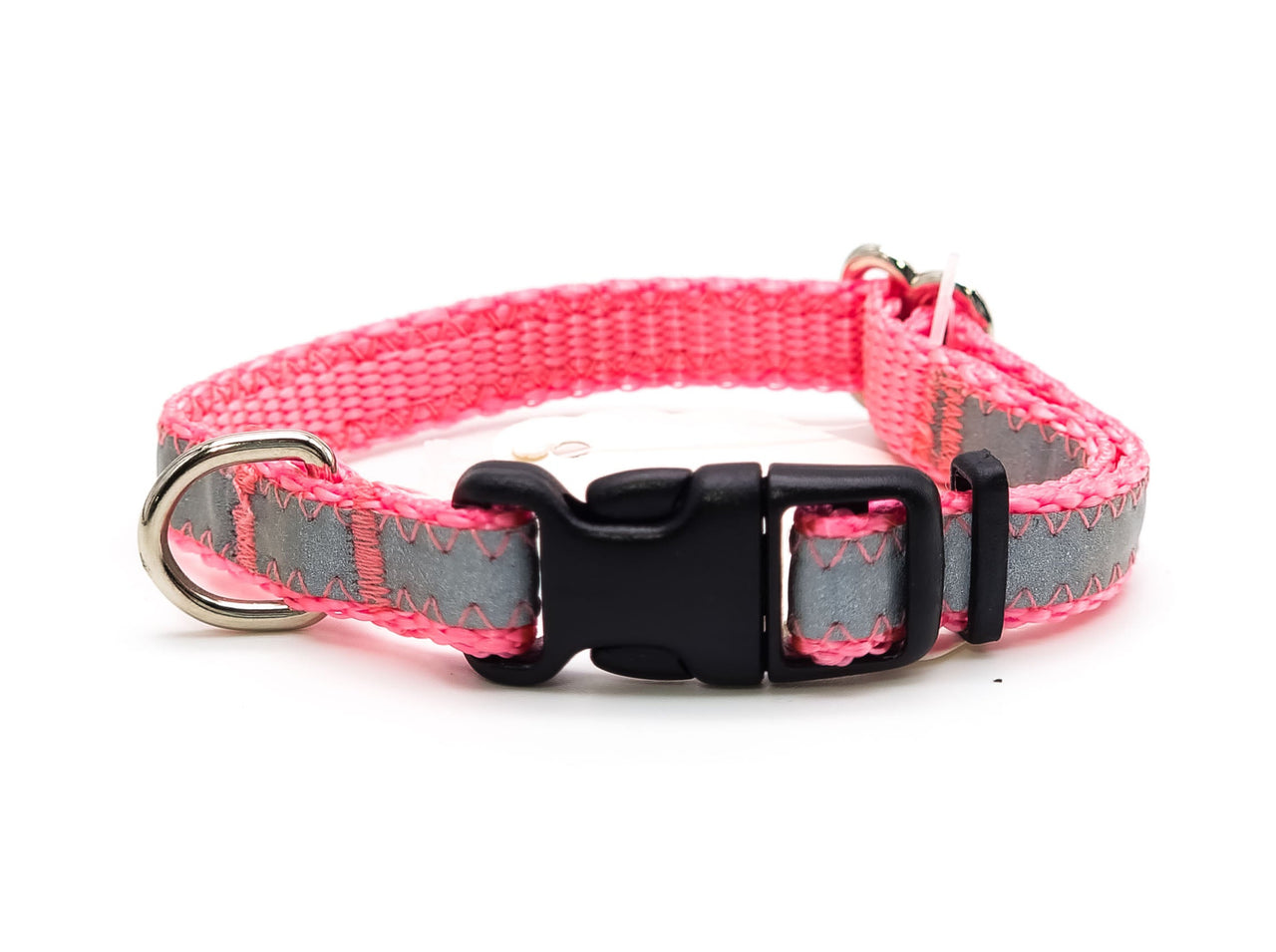 Reflective Light Pink| Flat Side Release Collar | XX-Small 6"-8" in 3/8" wide | TINY dogs