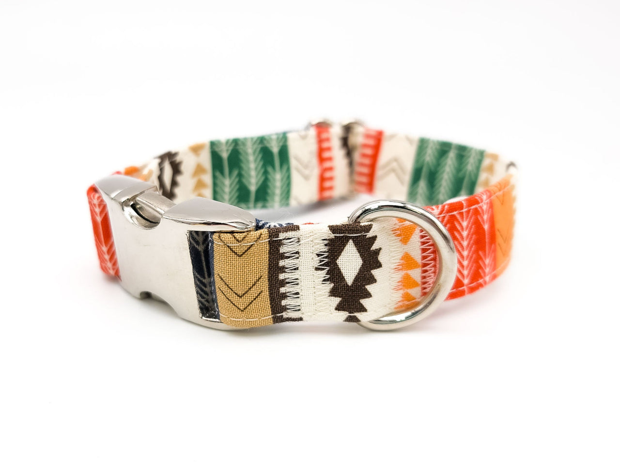 Tribal Aztek | Cotton Fabric | Flat Side Release Collar | Small 9"-13" in 3/4" wide