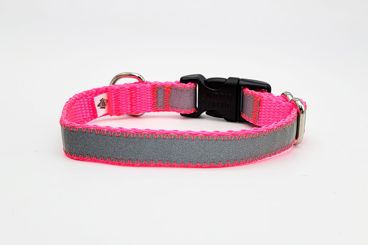 Reflective Hot Pink | Flat Side Release Collar | Extra Small 7"-10" in 5/8" wide