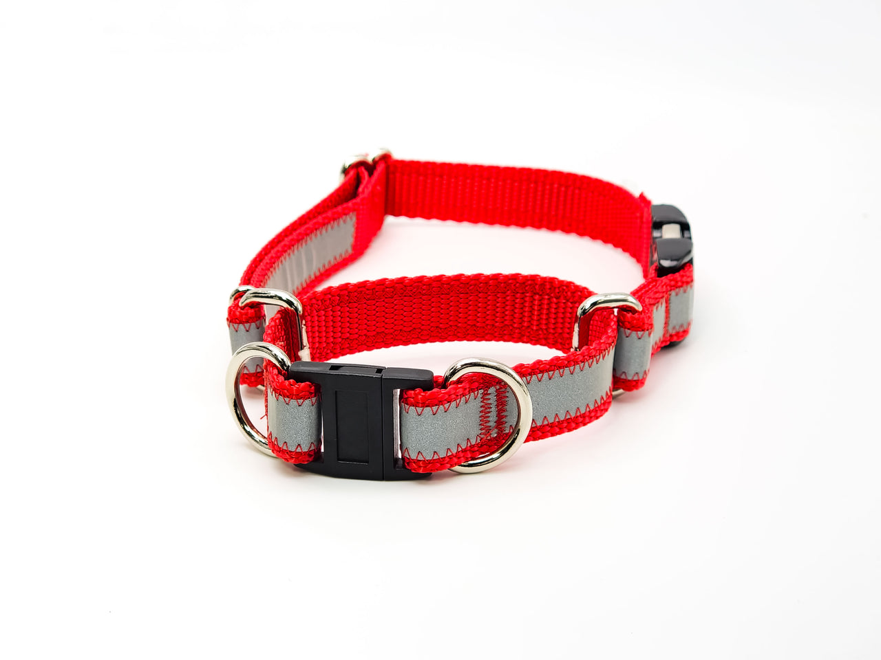 Semi-Breakaway Quick Release Martingale | Reflective red | Large 16"-20" in 3/4" wide