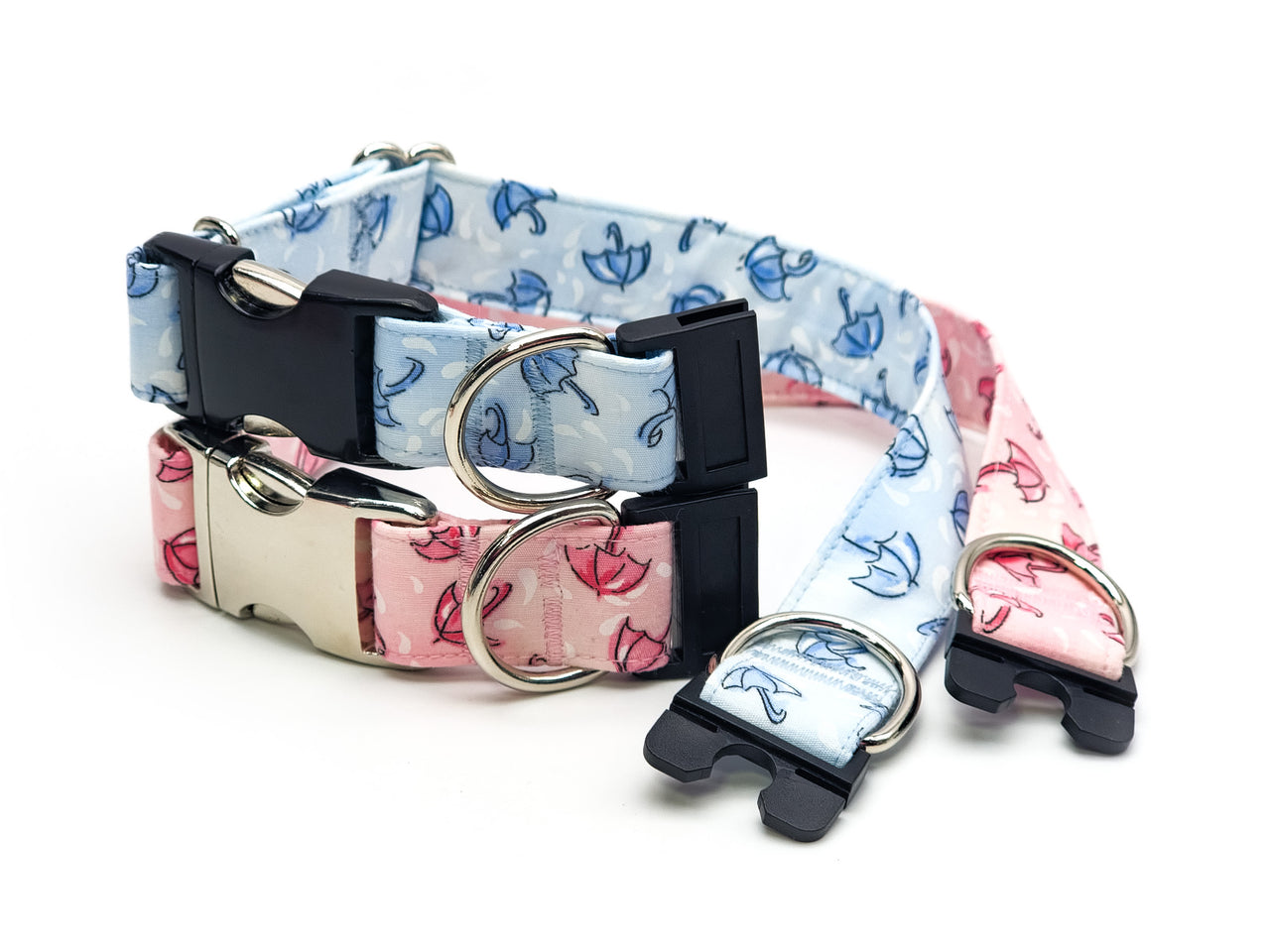 BREAKAWAY | Blue or Pink Umbrellas Cotton Fabric | Medium in 1" wide