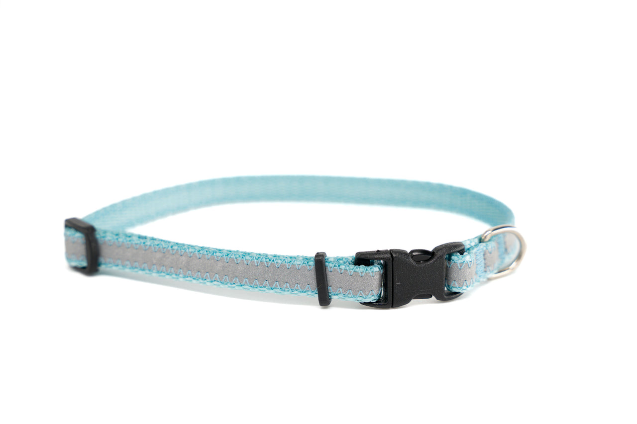 Reflective Aqua Blue Safety Cat collar | 3/8" wide | fits LARGE cats (9"-14")