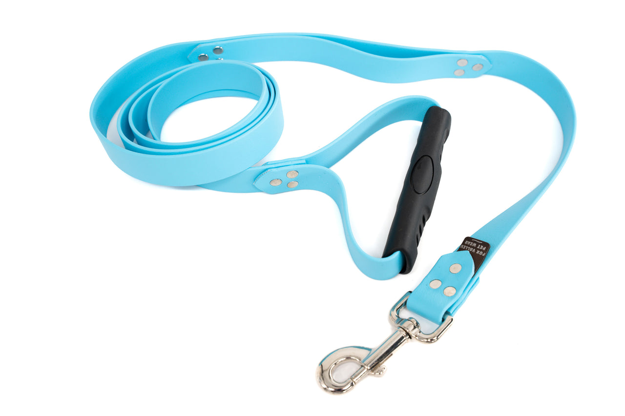 Waterproof Leash | Biothane | 6ft Sky Blue with Traffic Handle & rubberized grip