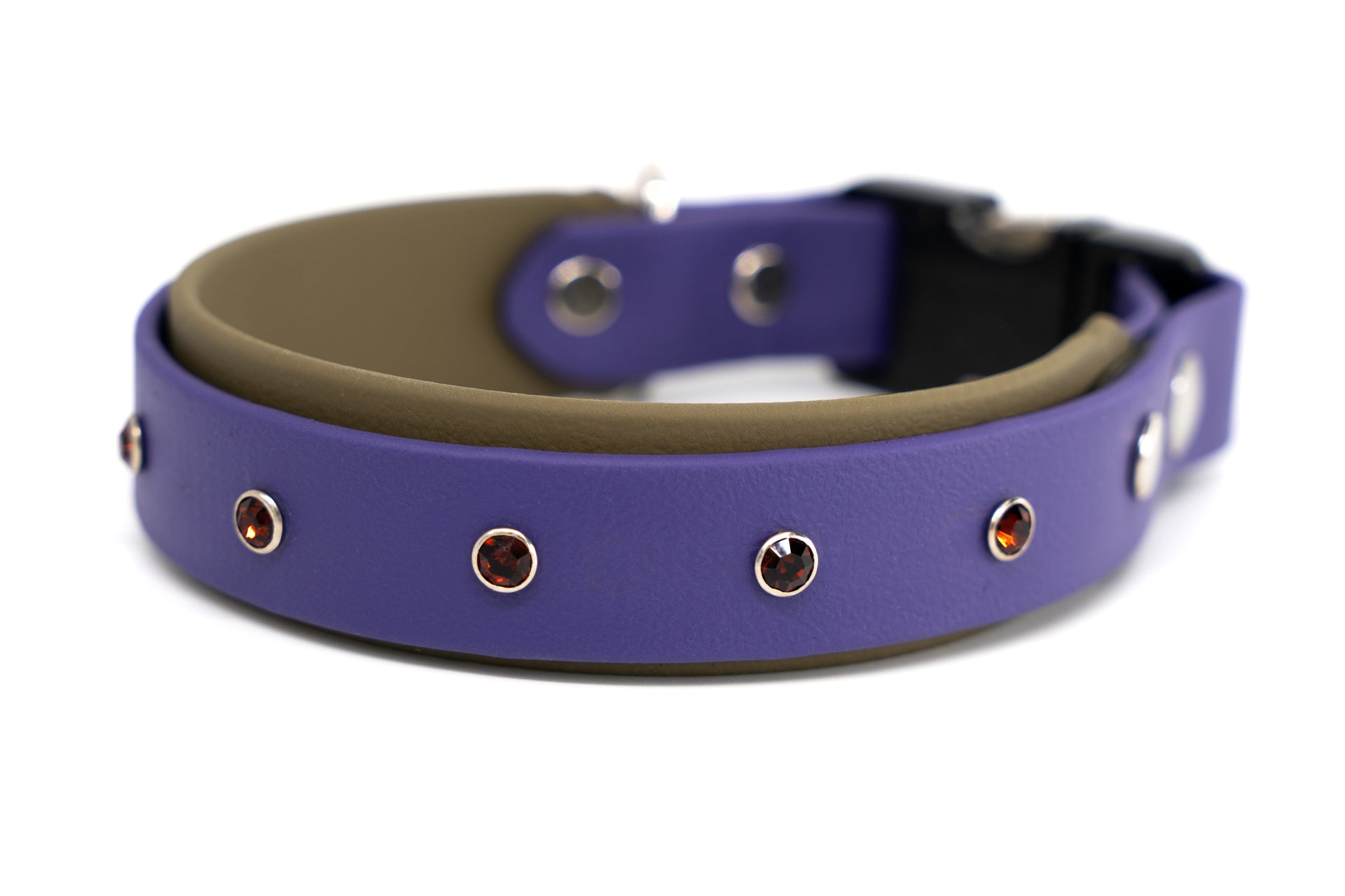 Biothane studded collar | 5 color combinations | spike collar | breakaway safety or standard buckle clasp | adjustable - Fox Valley Pet Wear