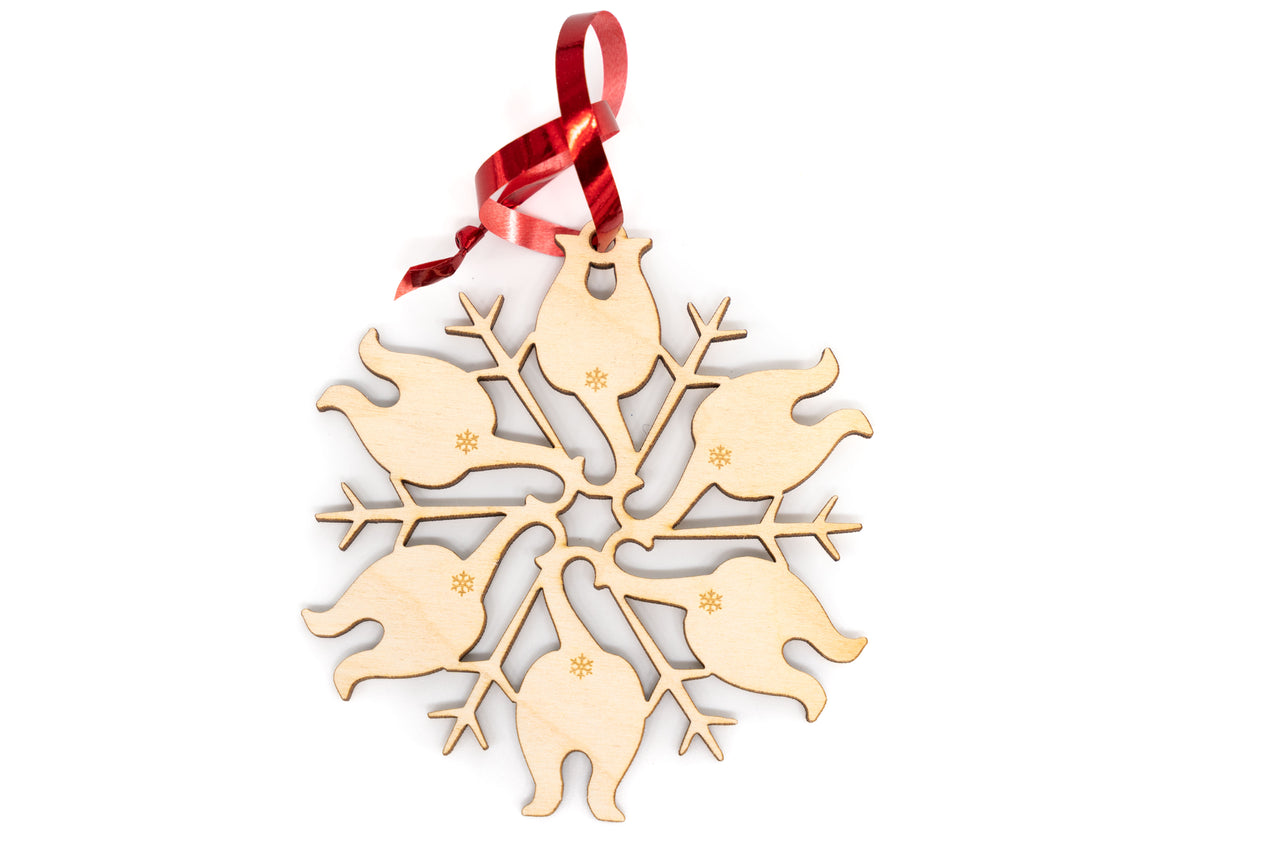 Cat Butt Snowflake Wooden Ornament