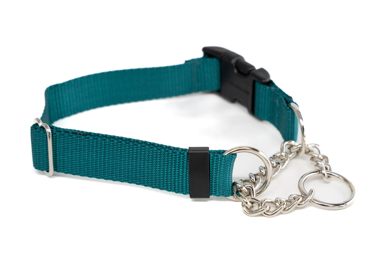 Teal Quick Release Chain Martingale | L - 16.5"-21.5" in 1" wide - Fox Valley Pet Wear