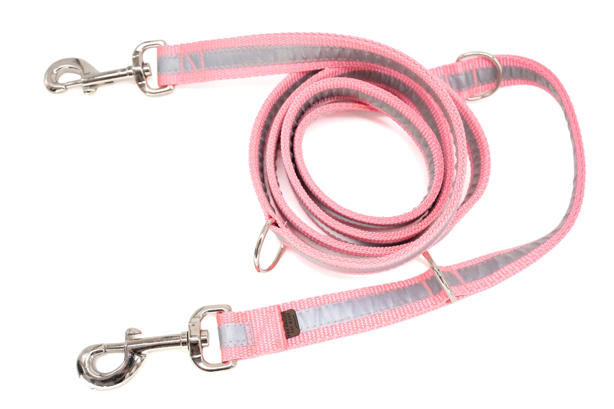 Light Pink - Multi Function Reflective Leash | 1" wide | 7ft