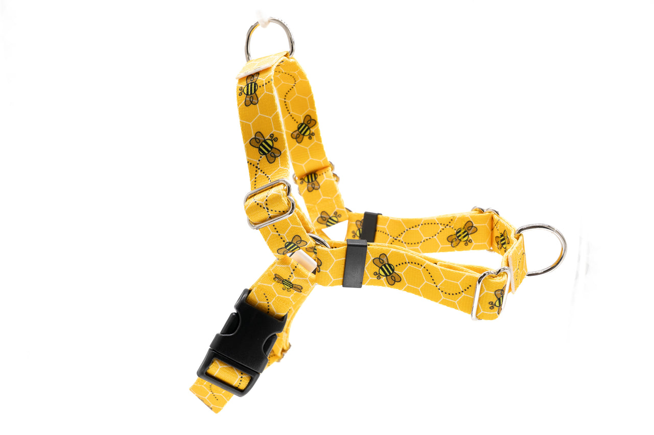 Dual-Attach No Pull Harness | Medium | Busy Bees | 1" wide | plastic buckle
