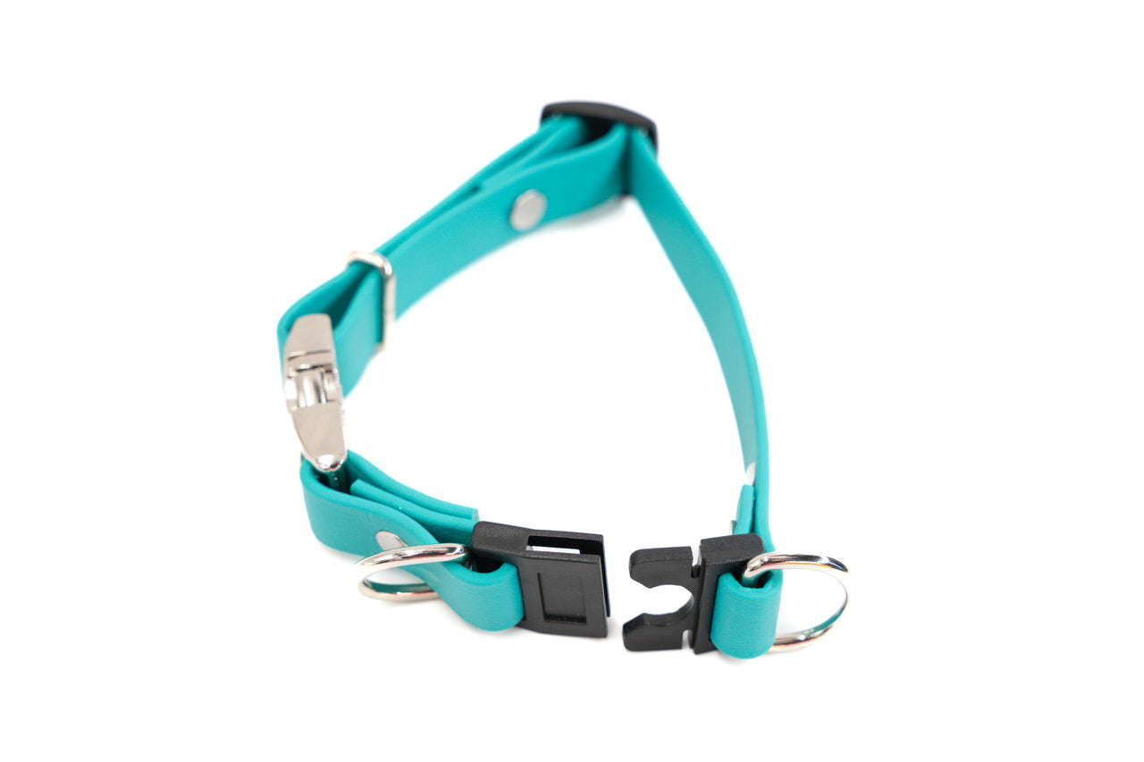 BREAKAWAY | Waterproof Biothane | Teal | Small 10"-14" | 5/8" wide | silver buckle