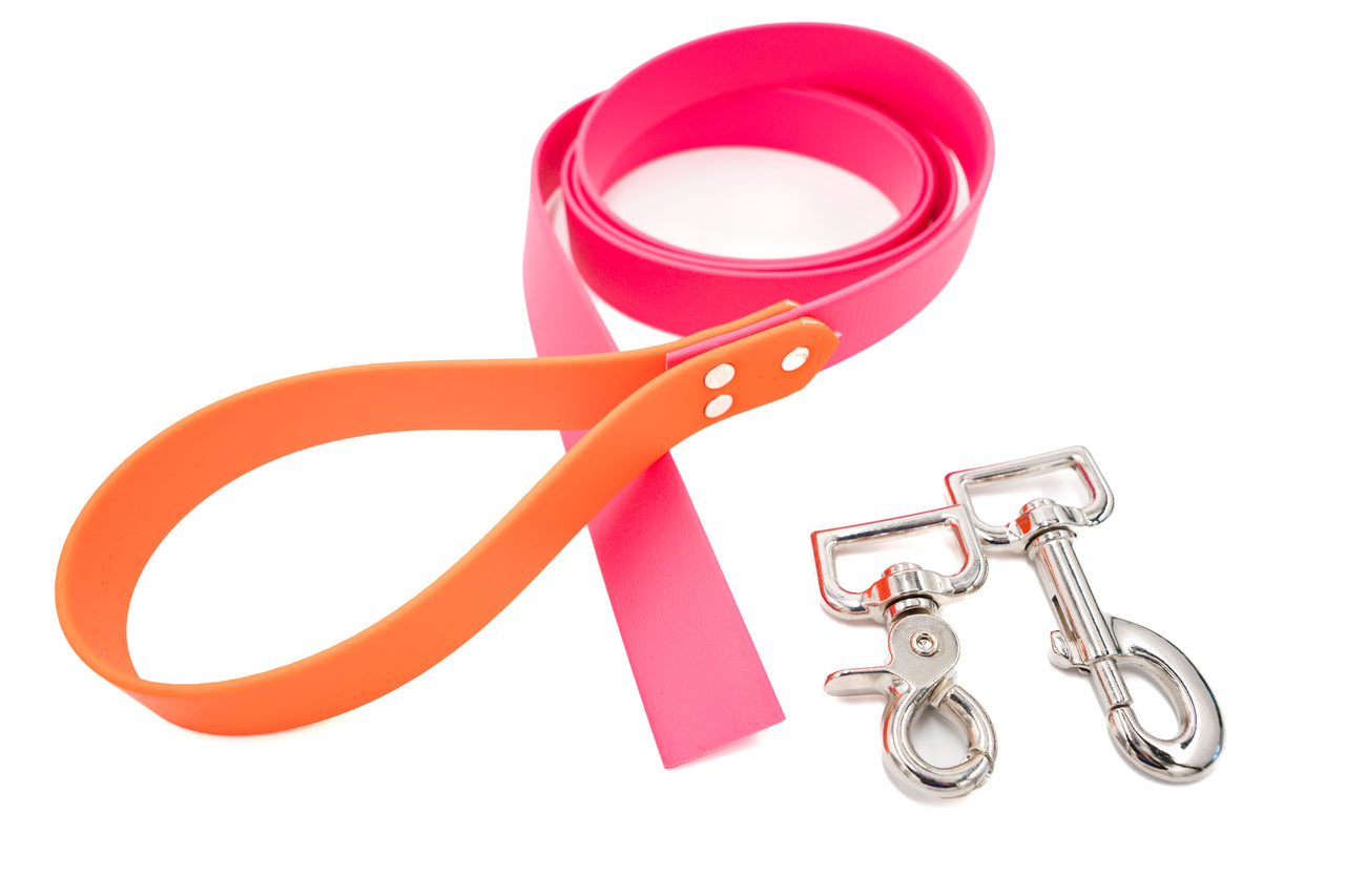 Waterproof Leash | Biothane | 1" wide 6ft Passion Pink with your choice of clasp