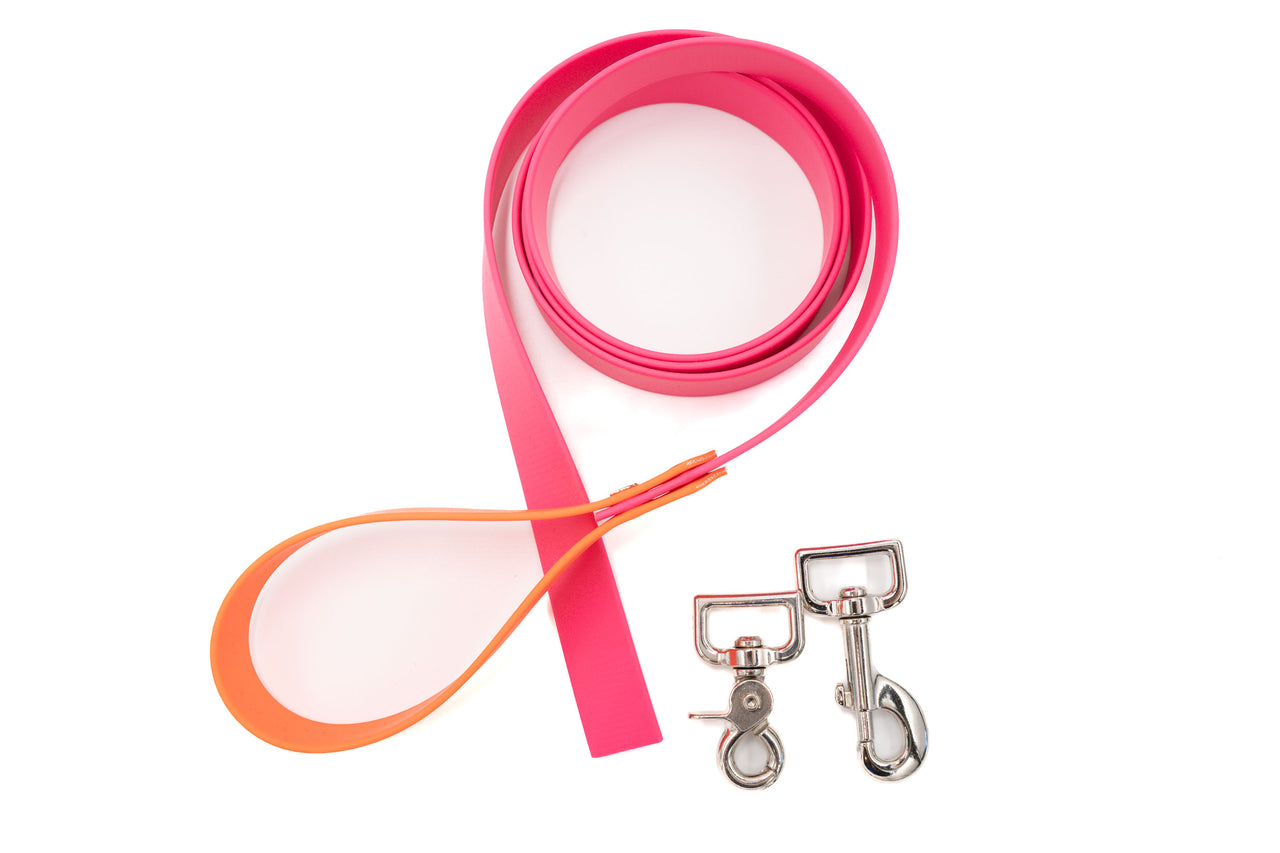 Waterproof Leash | Biothane | 1" wide 6ft Passion Pink with your choice of clasp